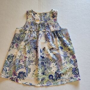 Floral & Ivy Smocked Tank Top - Blue Multi Paisley Size Small